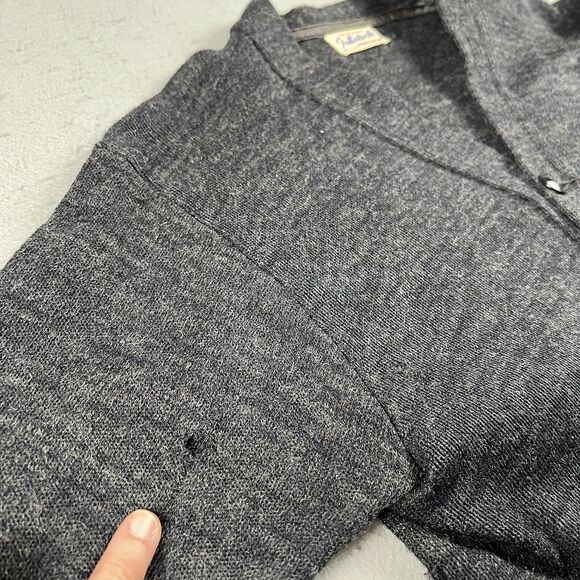 30s 40s Interlock Sportswear Virgin Wool Cardigan Sweater Small Black - Picture 11 of 16